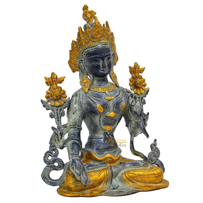 Brass Buddhist Goddess Tara Statue For Home Office Décor Buddha Showpiece 16"
