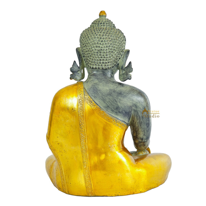 Brass Large Size Antique Gold Buddha Statue Finest Home Décor Gift Showpiece 20"