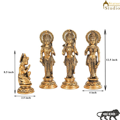 Brass Antique Ram Darbar Family Idol Home Religious Décor Statue 12"