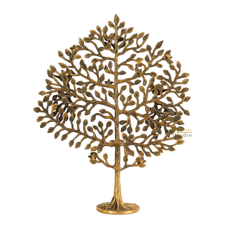 Brass Antique Tree Showpiece For Home Table Décor With TeaLight Candle Holder 22"