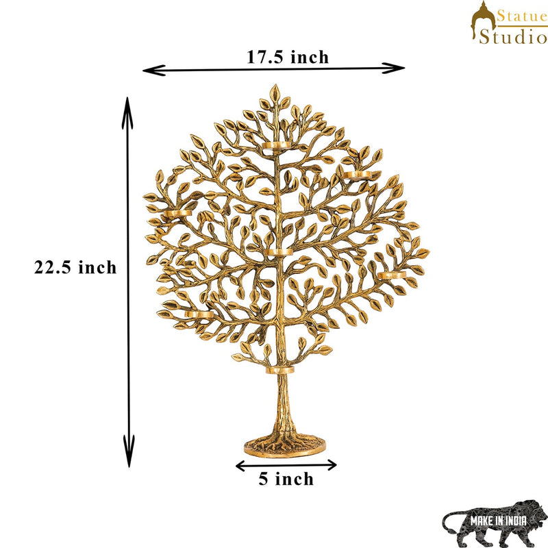 Brass Antique Tree Showpiece For Home Table Décor With TeaLight Candle Holder 17"