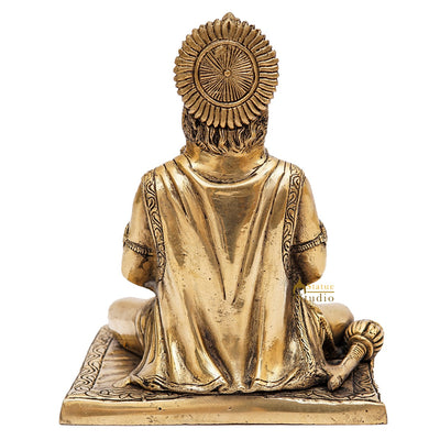 Brass Antique Hanuman Idol For Home Office Temple Lucky Décor Statue 8"