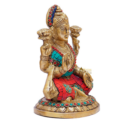 Brass Lakshmi Statue Home Pooja Office Décor Diwali Gift Laxmi Idol 8"