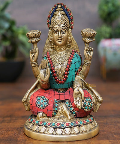 Brass Lakshmi Statue Home Pooja Office Décor Diwali Gift Laxmi Idol 8"