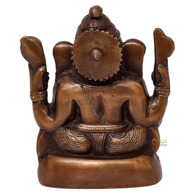 Brass Ganesha Idol Ganpati Statue For Home Office Décor Diwali Gift 5"