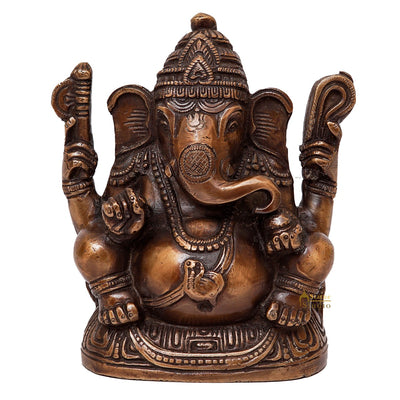Brass Ganesha Idol Ganpati Statue For Home Office Décor Diwali Gift 5"
