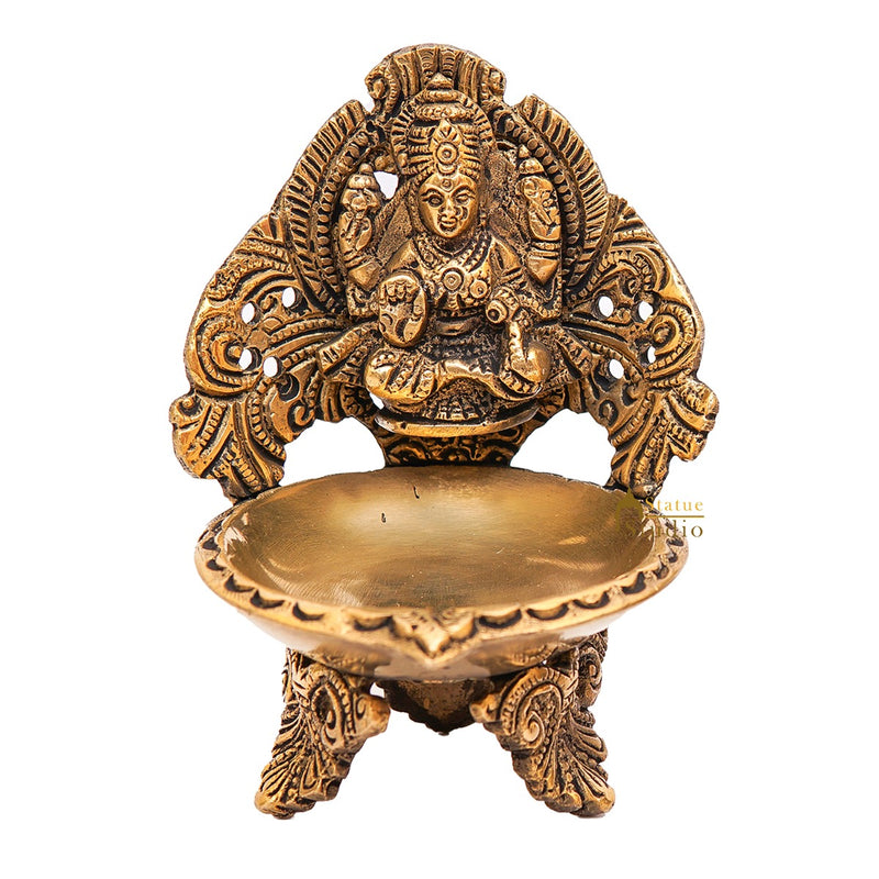 Brass Lakshmi Diya For Pooja Room Home Diwali Décor Gift Showpiece 5"