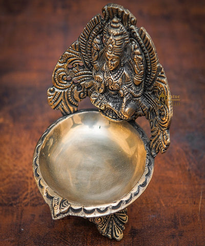Brass Lakshmi Diya For Pooja Room Home Diwali Décor Gift Showpiece 5"