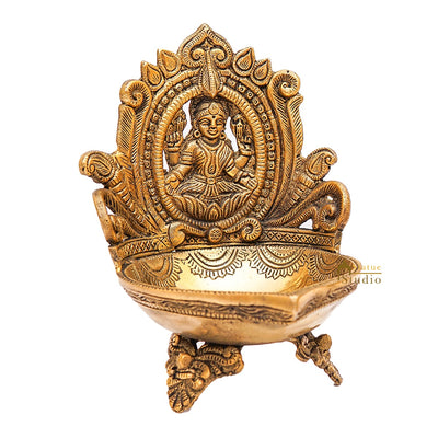 Brass Lakshmi Diya For Pooja Room Home Diwali Décor Gift Showpiece 7"
