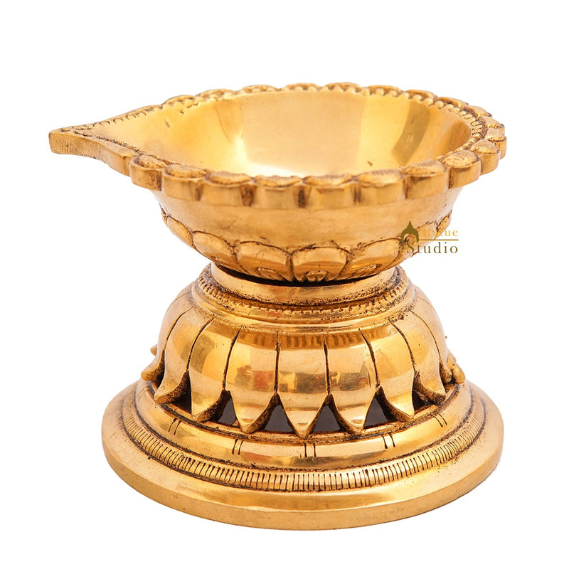 Brass Puja Diya For Pooja Room Home Diwali Décor Gift Showpiece 3"
