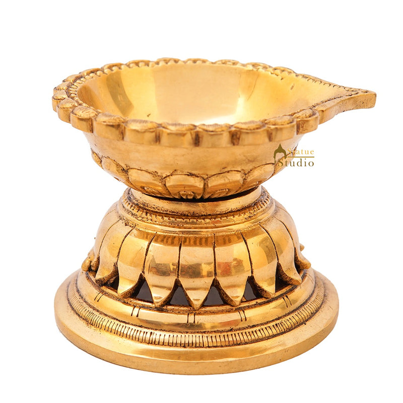 Brass Puja Diya For Pooja Room Home Diwali Décor Gift Showpiece 3"