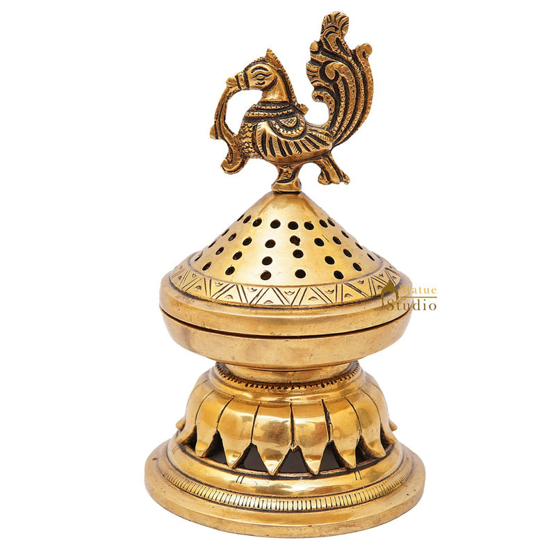 Brass Dhoop Dani Incense Burner For Pooja Room Décor Diwali Gift Showpiece 6"