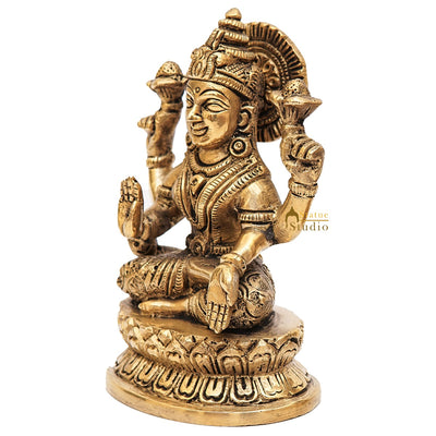 Brass Lakshmi Statue Laxmi Idol For Home Office Diwali Puja Décor Idol Showpiece 5"