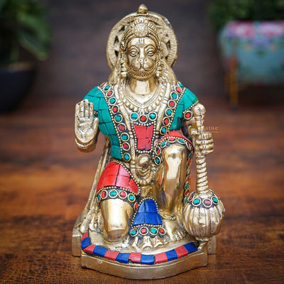 Brass Hanuman Idol Home Pooja Décor Lucky Gift Statue Showpiece 7"