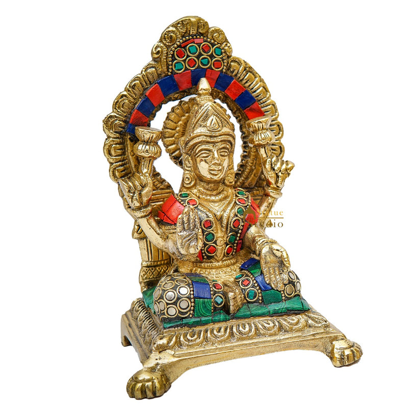 Brass Lakshmi Idol Laxmi Statue For Home Diwali Pooja Room Décor Gift Showpiece 6"
