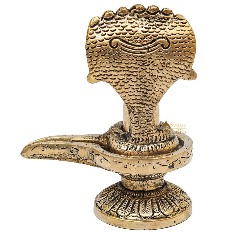 Brass Antique Shivling Idol For Home Temple Pooja Room Décor Statue 5"