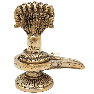 Brass Antique Shivling Idol For Home Temple Pooja Room Décor Statue 5"