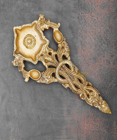 Brass Pooja Spoon For Home Puja Room Décor Gift Showpiece 8.5"