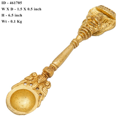 Brass Ganesha Pooja Spoon For Home Puja Room Décor Gift Showpiece 6"