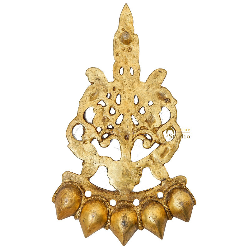 Brass 5 wick Pooja Spoon For Home Puja Room Décor Gift Showpiece 9"