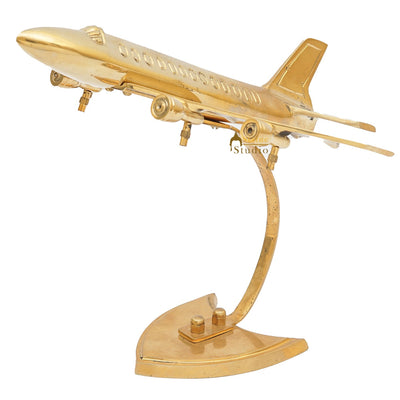Brass Airplane Model Showpiece For Home Office Desk Table Décor Gift 8"