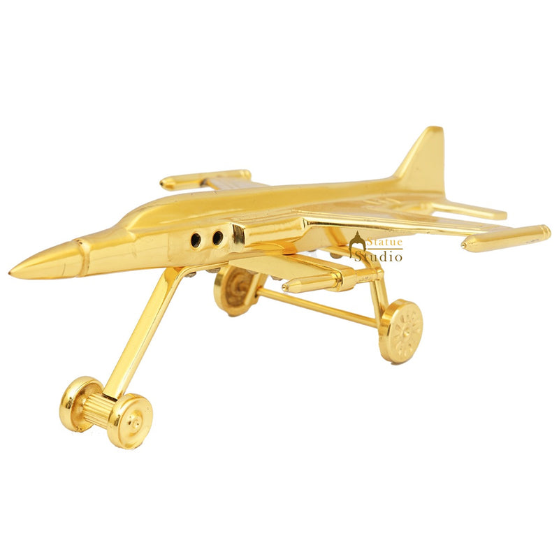 Brass Jet Plane Model Showpiece For Home Office Desk Table Décor Gift 9"