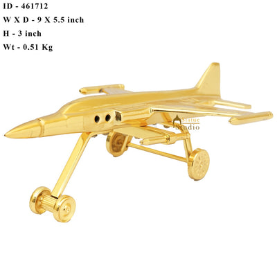 Brass Jet Plane Model Showpiece For Home Office Desk Table Décor Gift 9"