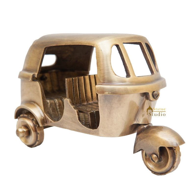 Brass Indian Auto Rickshaw Model Showpiece For Home Office Desk Table Décor Gift 5"