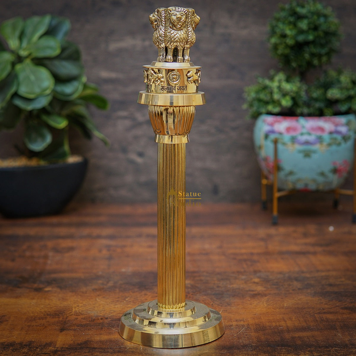 Brass Indian Ashok Stambh Pillar Showpiece For Home Office Desk Gift