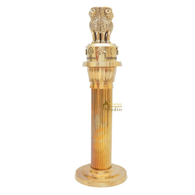 Brass Indian Ashok Stambh Pillar Showpiece For Home Office Desk Gift Décor 16"