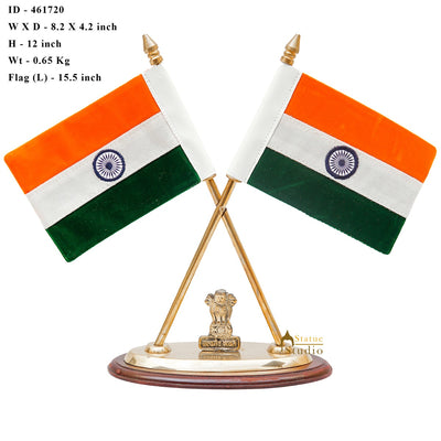 Brass Indian Flag Showpiece For Office Desk Table Décor Corporate Gift
