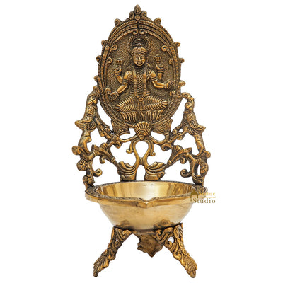 Brass Large Laxmi Lamp Temple Home Décor Lakshmi Diya For Diwali Puja Gift Showpiece 12"