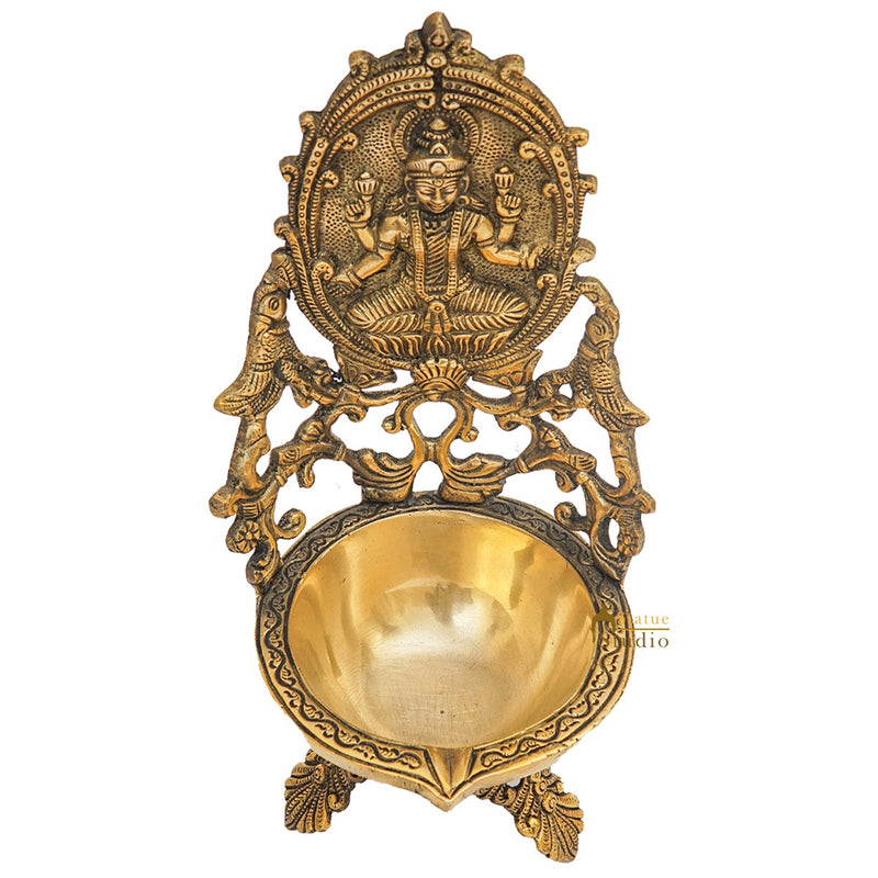 Brass Large Laxmi Lamp Temple Home Décor Lakshmi Diya For Diwali Puja Gift Showpiece 12"