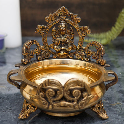 Brass Lakshmi Urli Temple Home Décor For Diwali Puja Gift Showpiece 7"