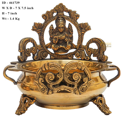 Brass Lakshmi Urli Temple Home Décor For Diwali Puja Gift Showpiece 7"