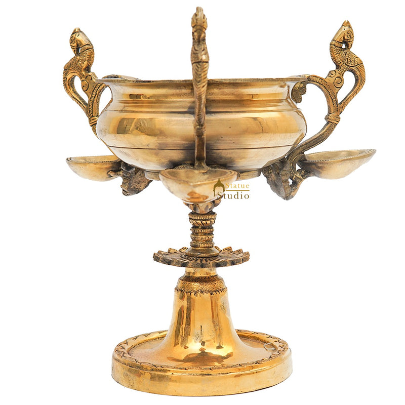 Brass Trophy Shaped Antique South Indian Urli For Home Garden Décor 9"