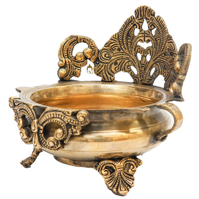 Brass Designer Antique South Indian Urli For Home Garden Office Décor Gift 6"