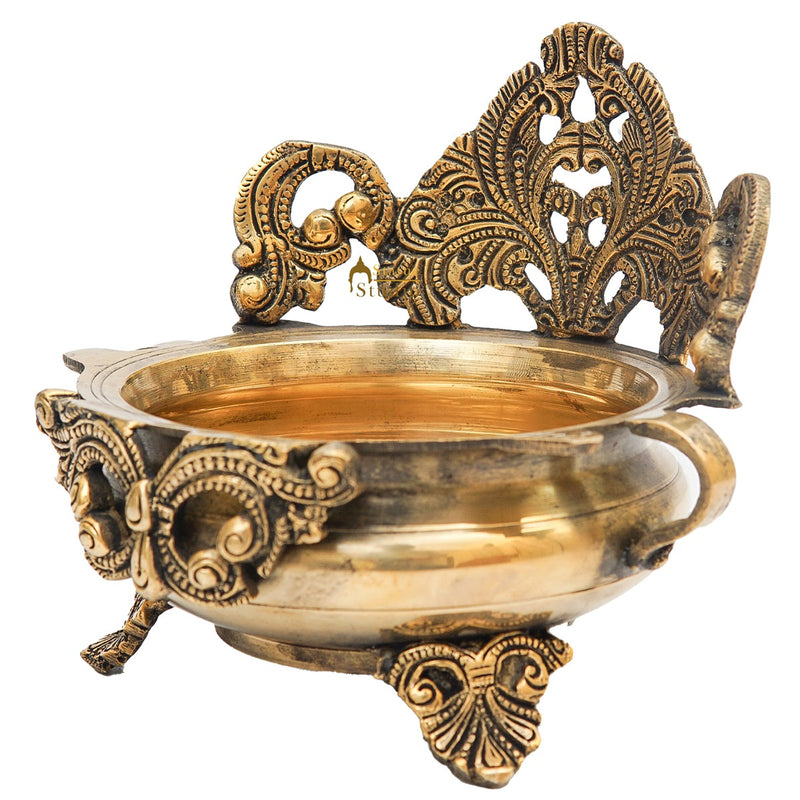 Brass Designer Antique South Indian Urli For Home Garden Office Décor Gift 6"