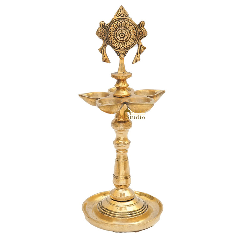 Brass Temple Standing Diya For Home Temple Diwali Pooja Décor Gift 12"
