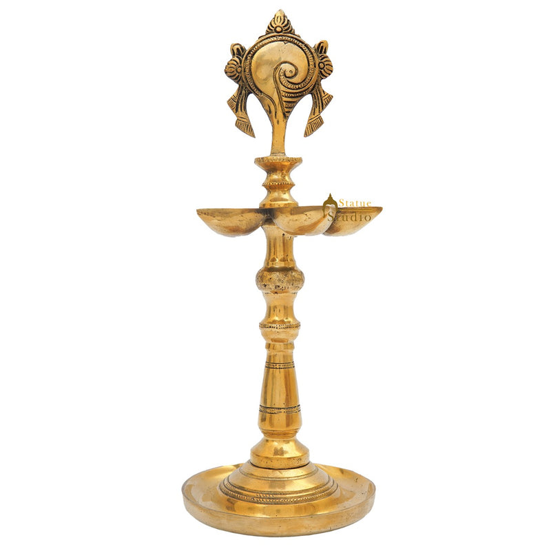 Brass Temple Standing Diya For Home Temple Diwali Pooja Décor Gift 12"