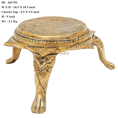 Brass Designer Puja Chowki Pedestal Antique Furniture Home Pooja Room Décor 5"