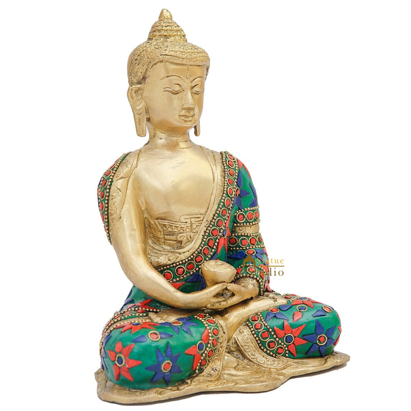 Brass Buddha Statue Home Office Garden Décor Corporate Gift Showpiece Idol 8"
