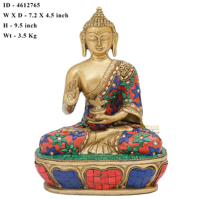 Brass Buddha Statue Home Office Garden Décor Corporate Gift Showpiece Idol 9"