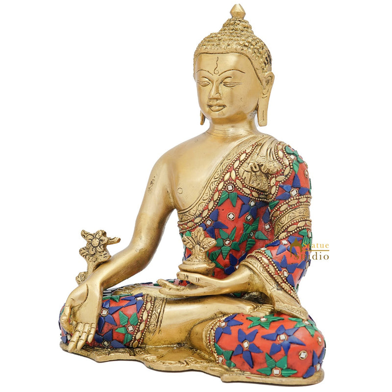 Brass Medicine Buddha Statue Home Office Garden Décor Corporate Gift Showpiece Idol 10"