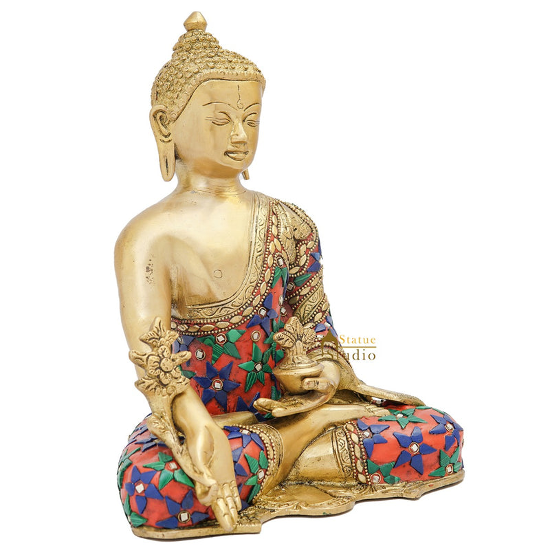 Brass Medicine Buddha Statue Home Office Garden Décor Corporate Gift Showpiece Idol 10"
