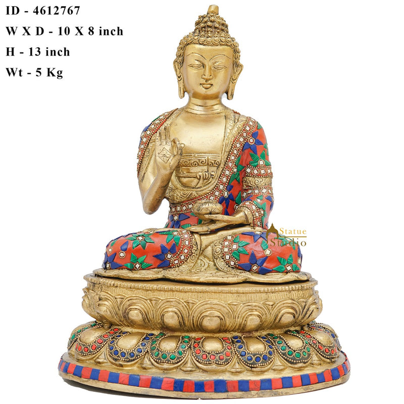 Brass Big Buddha Statue Home Office Garden Décor Corporate Gift Showpiece Idol 13"