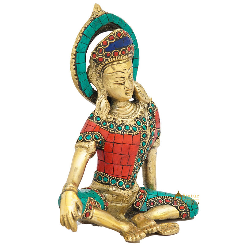 Brass Lord Indra Dev Idol Home Puja Room Décor Lucky Statue Showpiece 7"