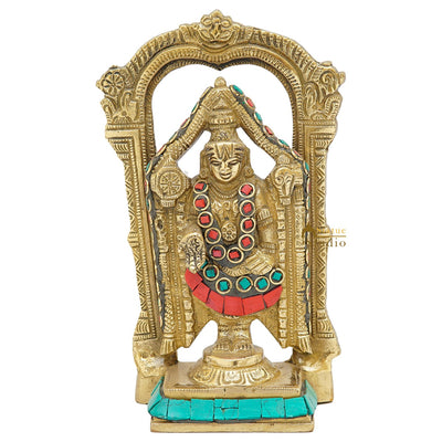 Brass Tirupathi Balaji Venkateshvara Idol Home Pooja Temple Décor Statue 6"