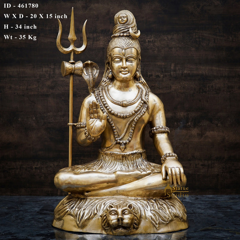 Brass Large Size Mahayogi Lord Shiva Idol Home Office Dacor Statue