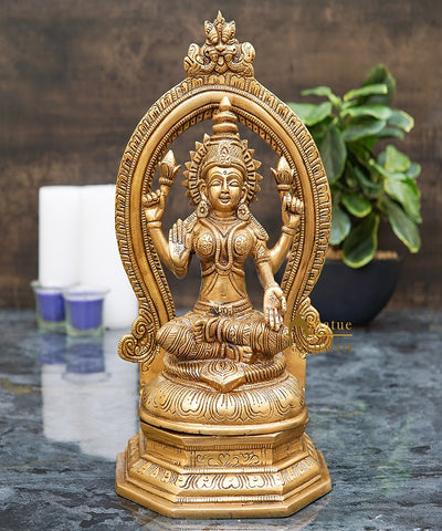 Brass Lakshmi Idol Diwali Pooja Room Home Décor Gift Laxmi Statue 11"